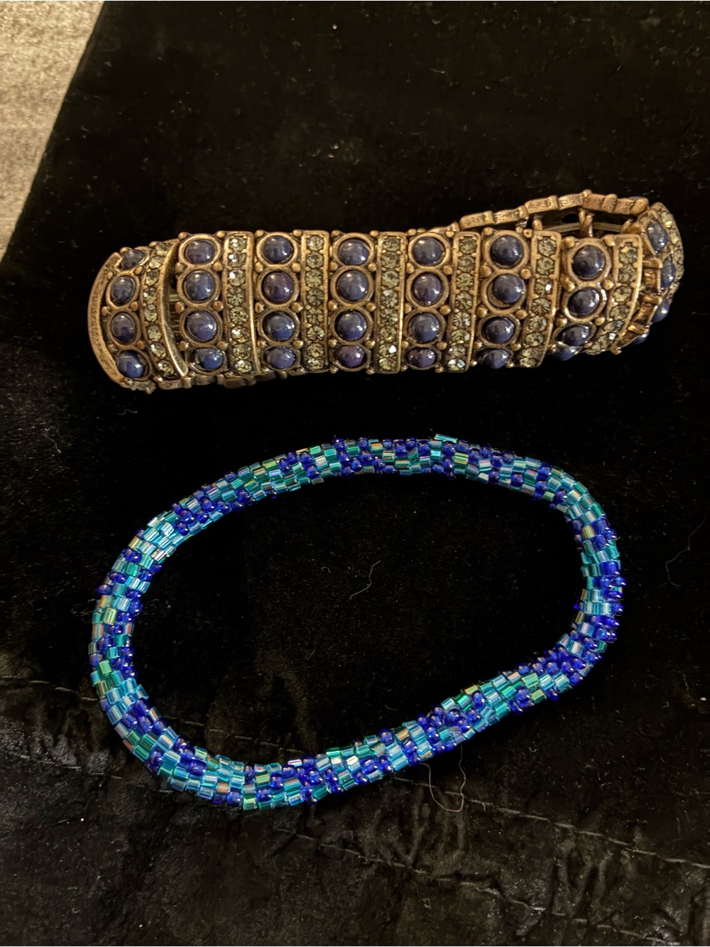 Set of two cabochon beads & Seed Bead  Bracelet Set